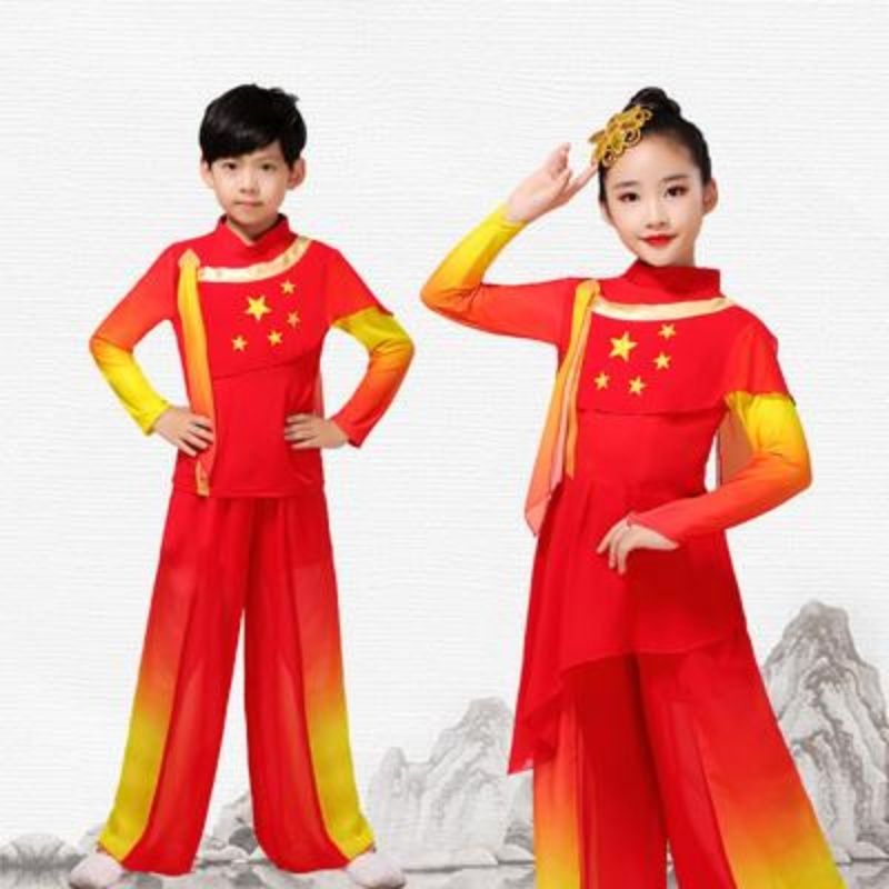 儿童演出服开场舞男女童五星红旗飘飘中国梦大合唱歌颂祖国表演服