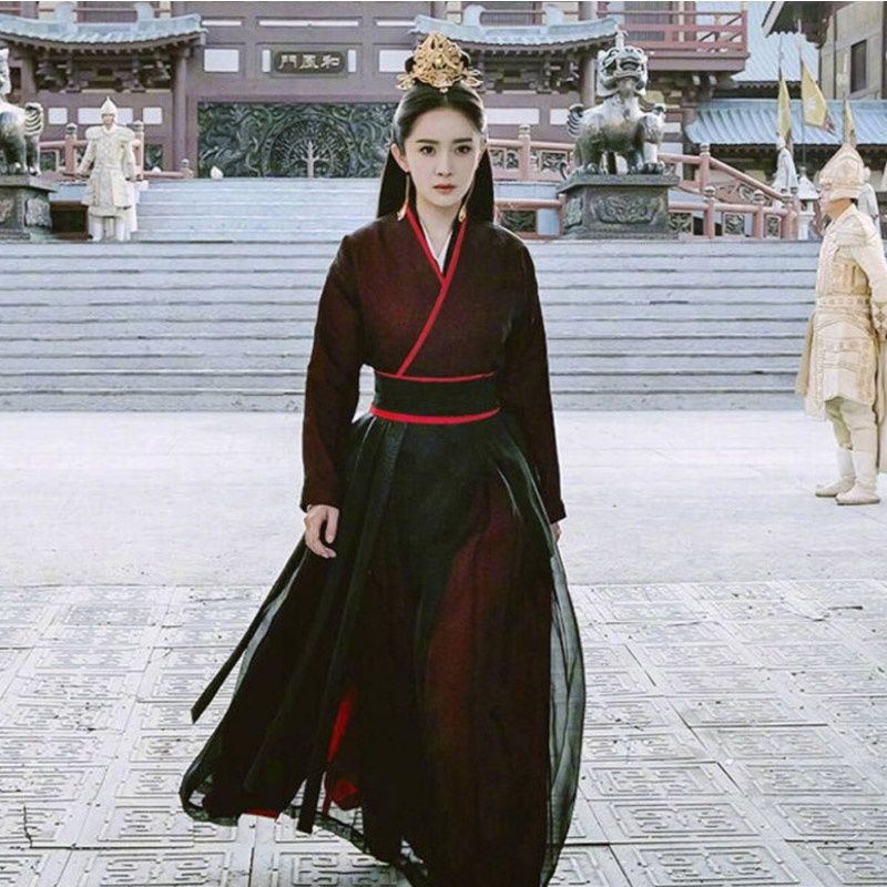 中国风古装扶摇同款黑色霸气汉服齐腰交领武侠客套装新款女演出服