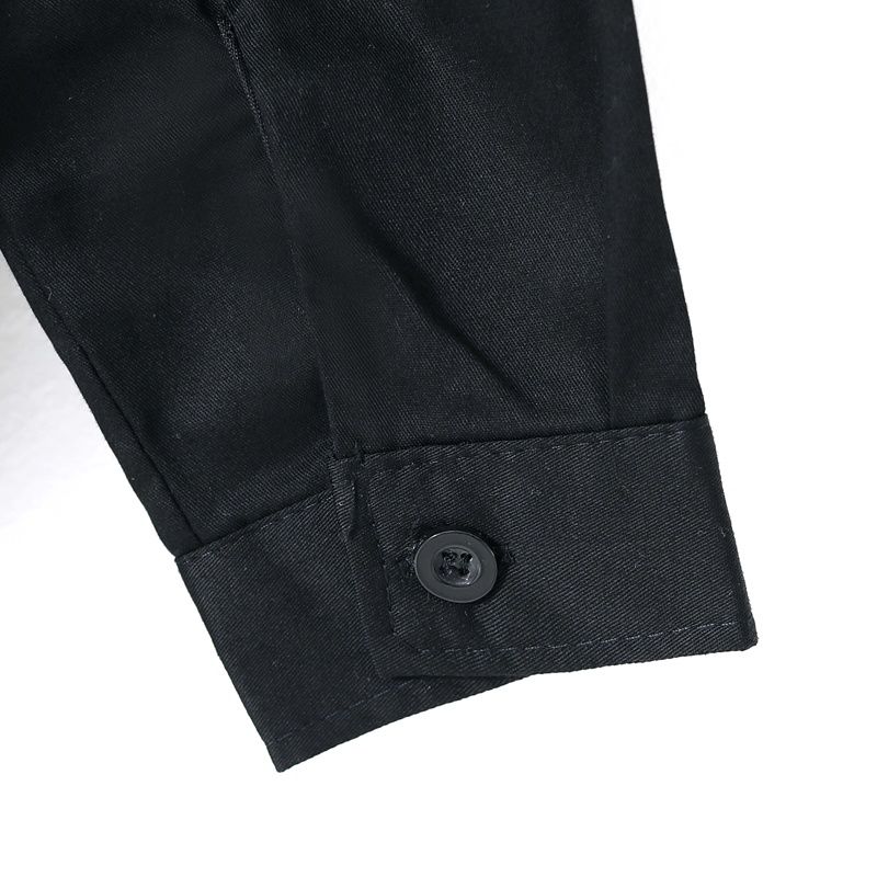 Boys' black shirt long-sleeved girls' pure cotton plus velvet warm suit student school uniform shirt performance spring white