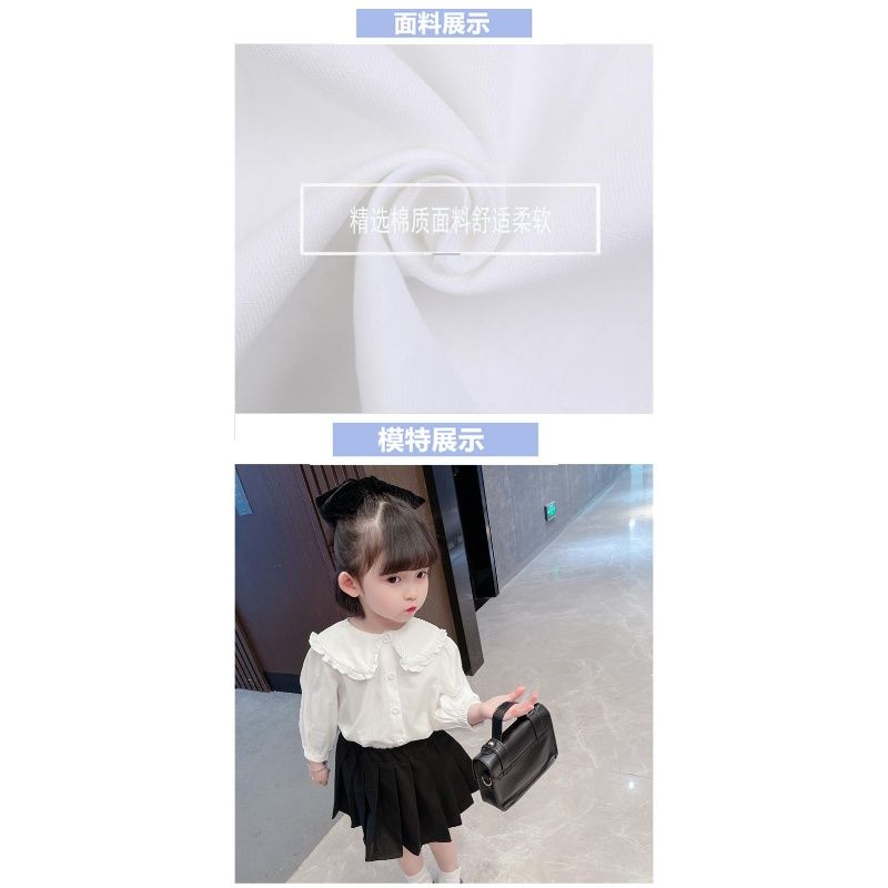 Girls long-sleeved white shirt 2021 autumn new Korean version baby 4 pure cotton shirt baby bottoming shirt 1