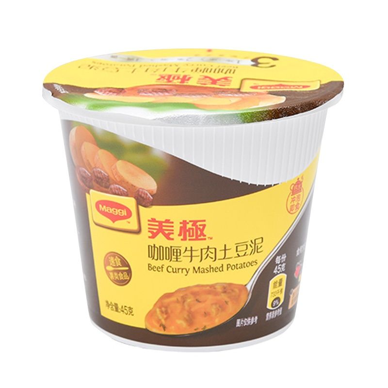 雀巢美极 咖喱牛肉味土豆泥45g*12 冲泡早餐懒人方便速食