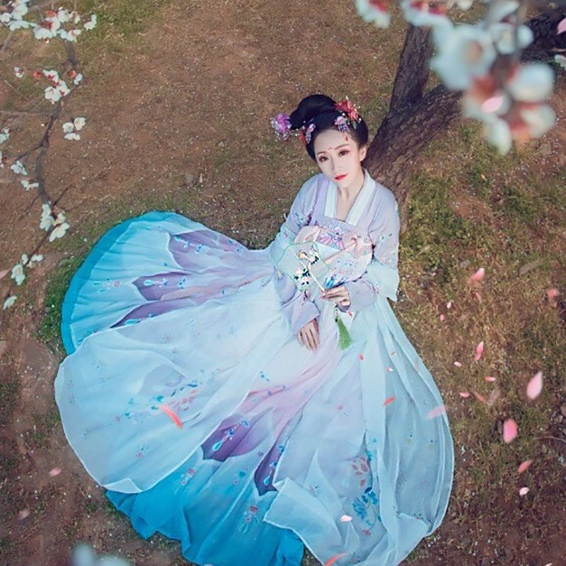 新款汉服女菩提雪古装服装仙女齐胸襦裙传统汉服唐制公主清新淡雅