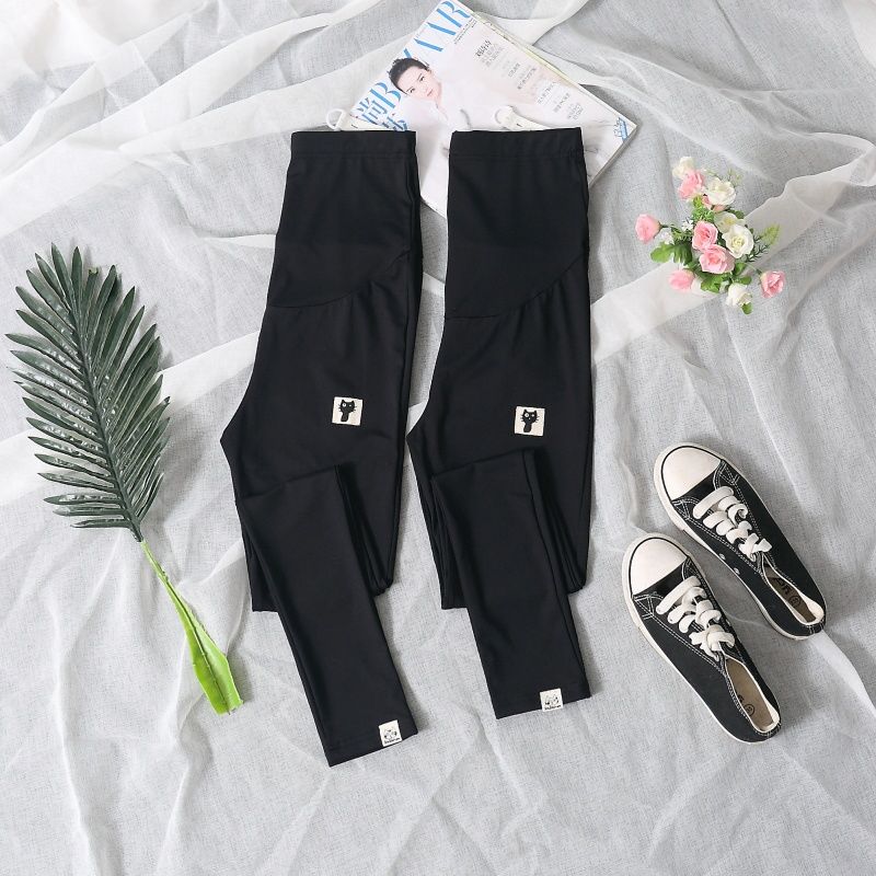 Maternity pants summer ninth pants thin ice silk feet bottoming kitten pencil pants pregnancy belly support pregnant women pants