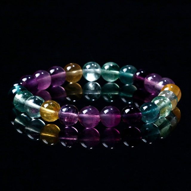 天然萤石手链高冰通透油七彩萤石单圈绿萤石暖宫石水晶饰品手串女
