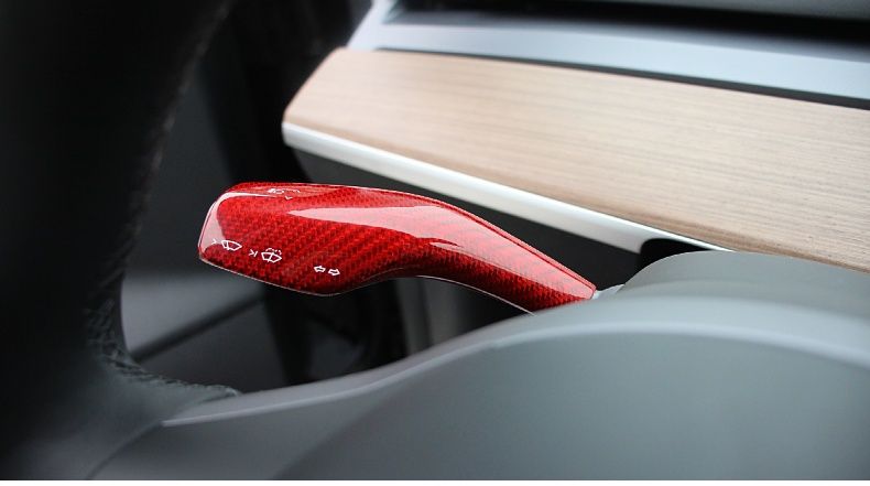 適用Tesla特斯拉model3Y真碳纖維撥擋桿檔位雨刷撥懷擋套件配件^特價特賣