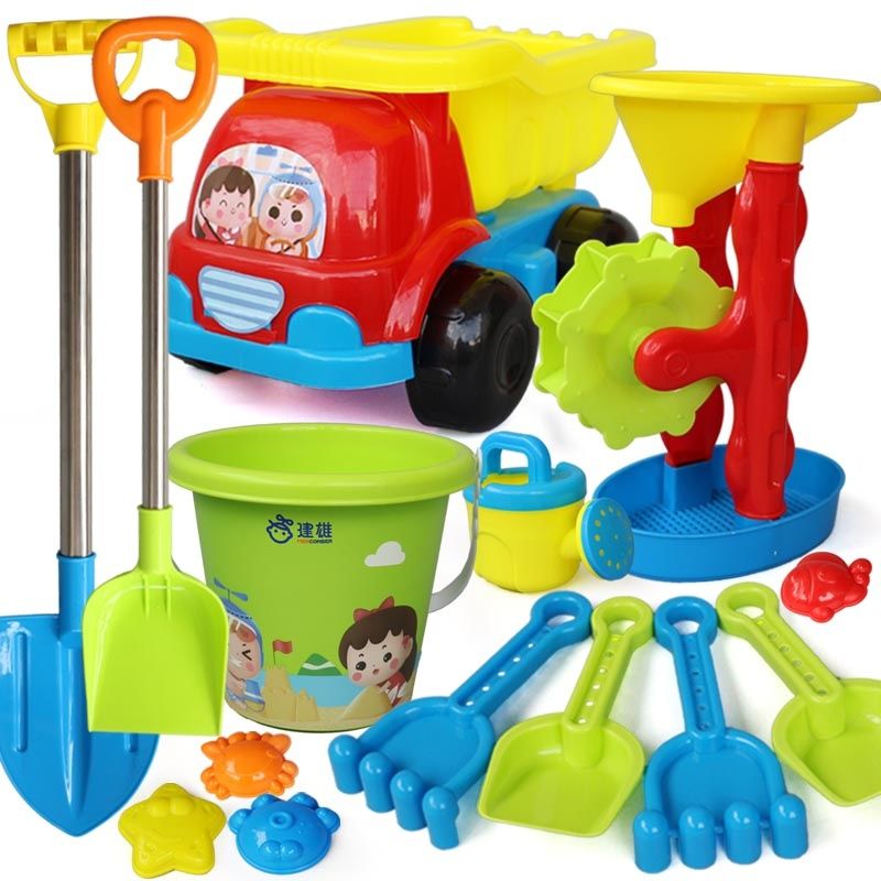儿童沙滩玩具套装玩沙子挖铲子沙漏推车桶工具决明子宝宝戏水玩具