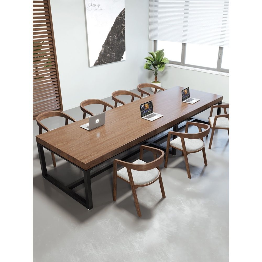 实木会议桌椅组合长桌长方形工作台长条桌办公桌简约现代会议室桌
