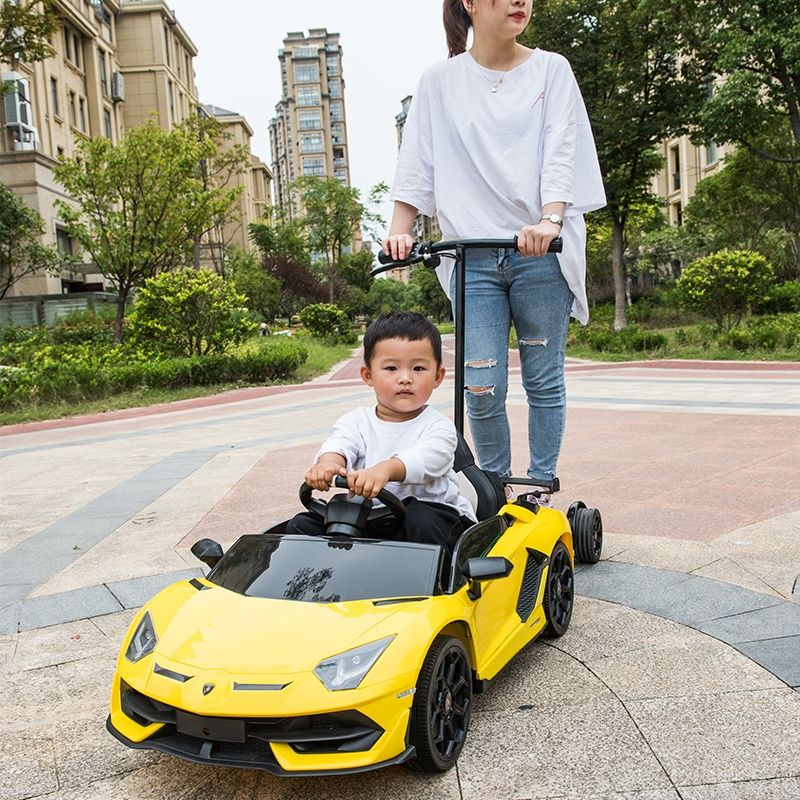 进口兰博基尼儿童电动车四轮汽车遥控玩具车可坐人小孩带摇摆宝宝