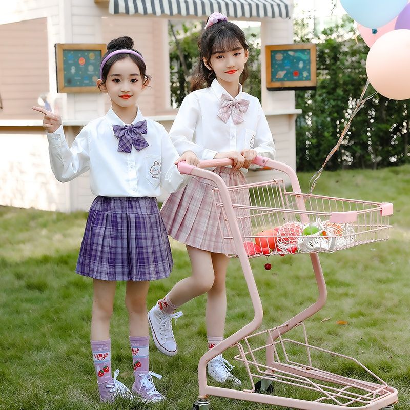 2021女童jk制服女大童裙子9岁小学生春10儿童短裙校服学院风套装