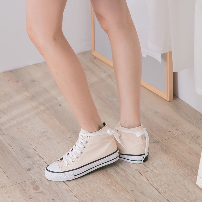 grace gift迪士尼联名帆布鞋女加绒高帮小白鞋双