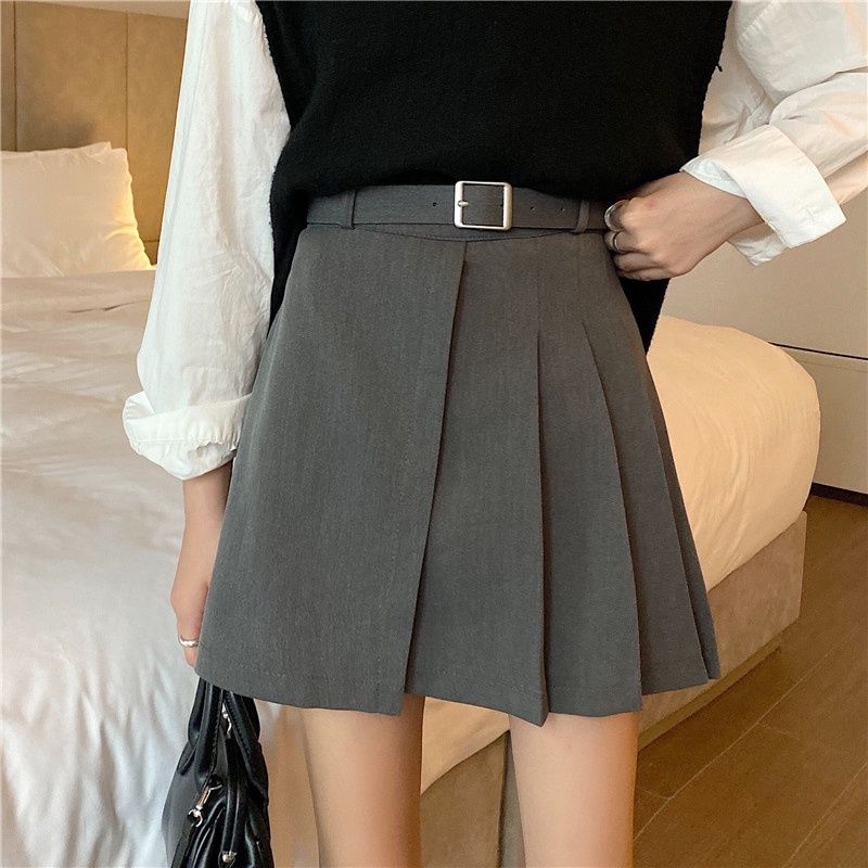 Spring and Autumn A-line skirt 2021 new fat mm Korean style irregular high-waist slim crotch-covering suit
