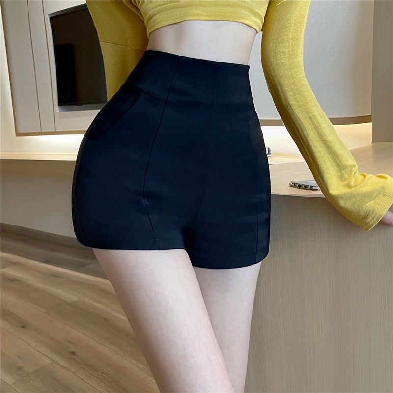 Pants women's  summer new high waist thin all-match black shorts elastic leggings outerwear casual