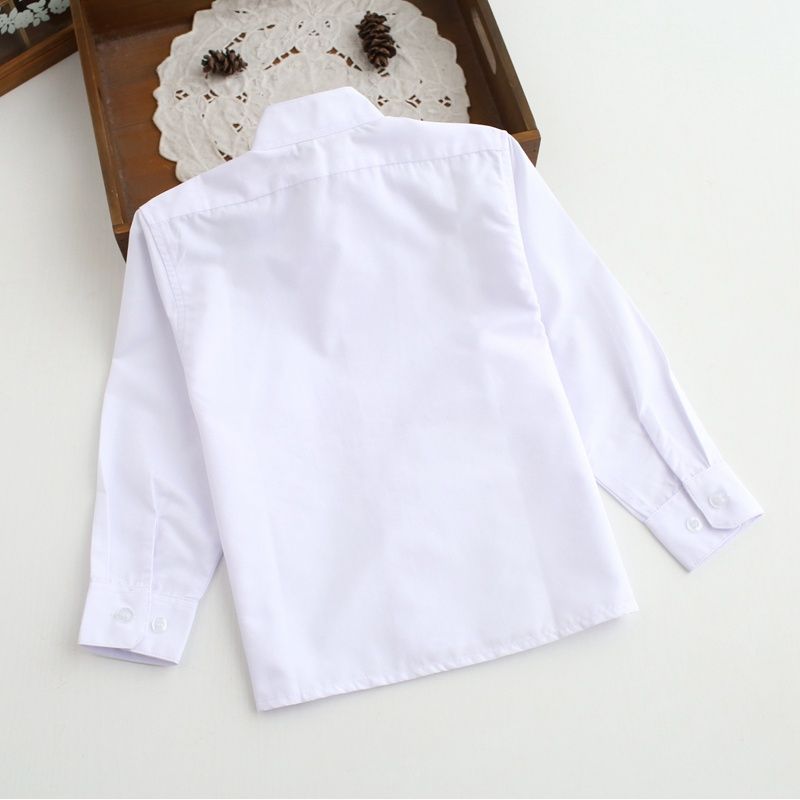 Children's long-sleeved white shirt, flower girl's dress shirt, Korean version of primary school student's shirt, boy and girl's costume