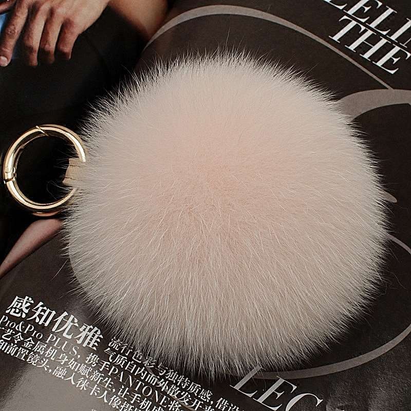 超大进口狐狸毛毛球皮草包包挂饰车钥匙扣背包毛绒玩偶女15cm