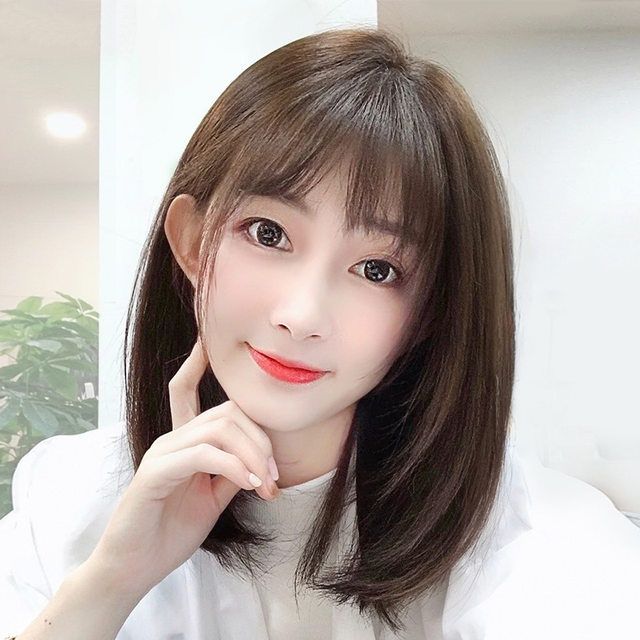 假发女短发锁骨中长发全头套自然网红减龄直发刘海逼真发套假头发
