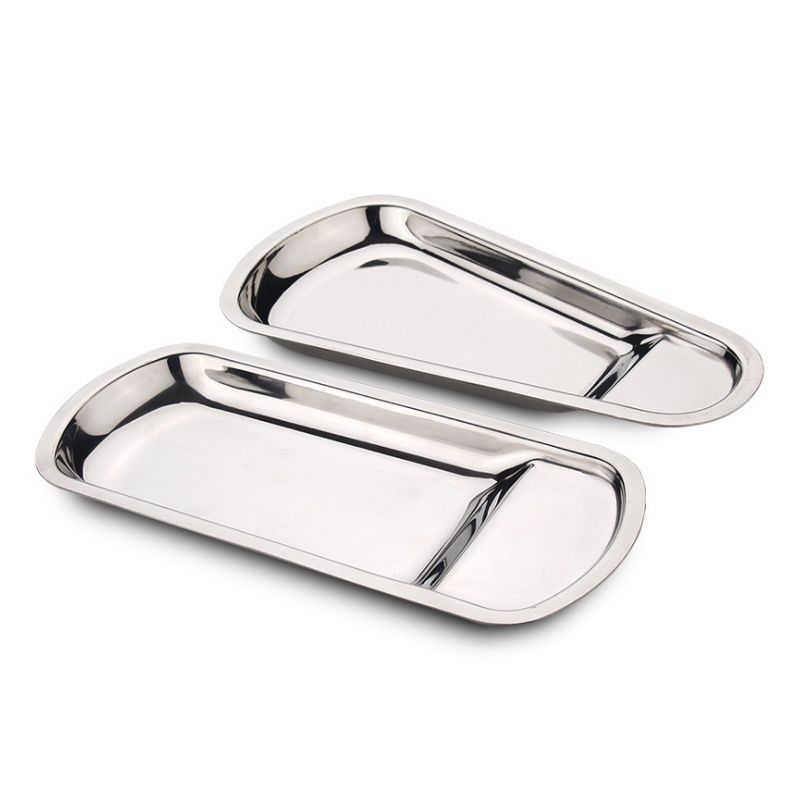 特厚自助餐夹盘不锈钢搁盘 面包夹托盘扇形盘子 汤漏勺置物架平盘