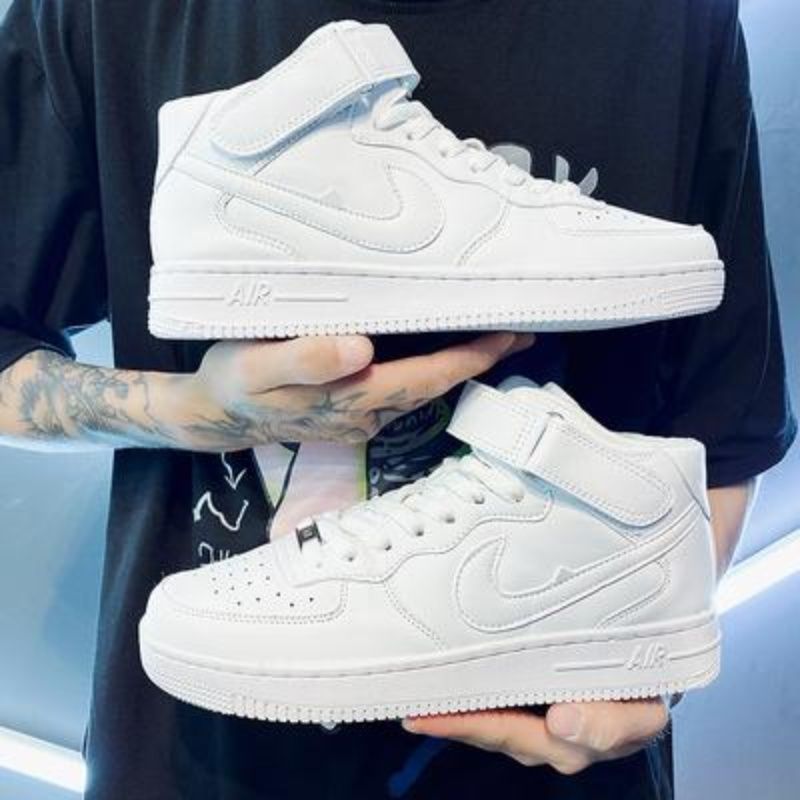 空军一号纯白色男鞋高帮板鞋男aj官网正品夏季透气小白鞋af1