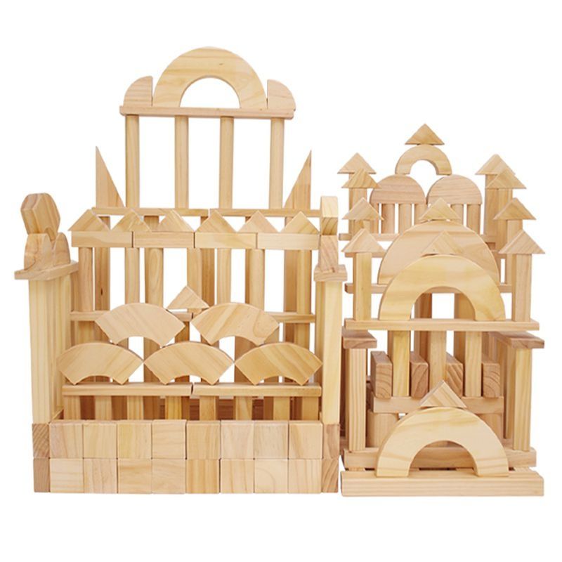 幼儿园建构区搭建玩具大型实木木质木头原木大块超材料清水大积木
